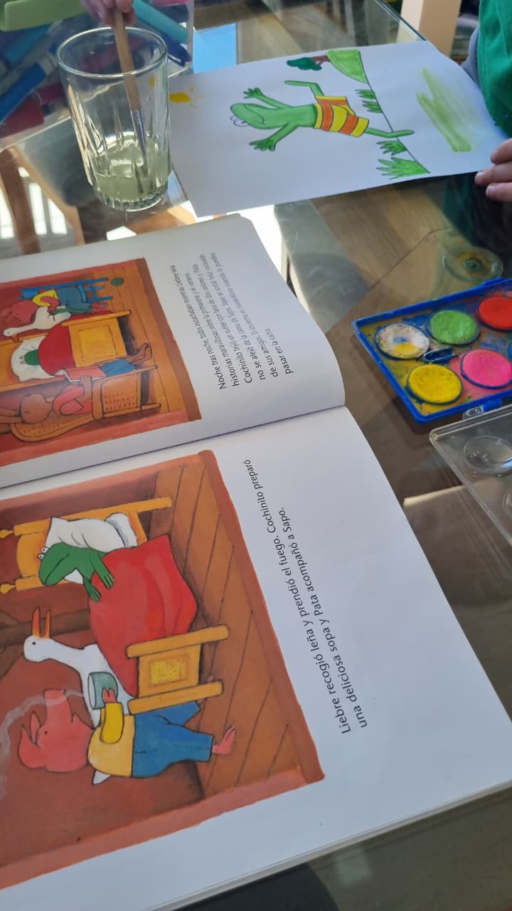 Cuento ilustrado y pintura con acuarelas en una sesión